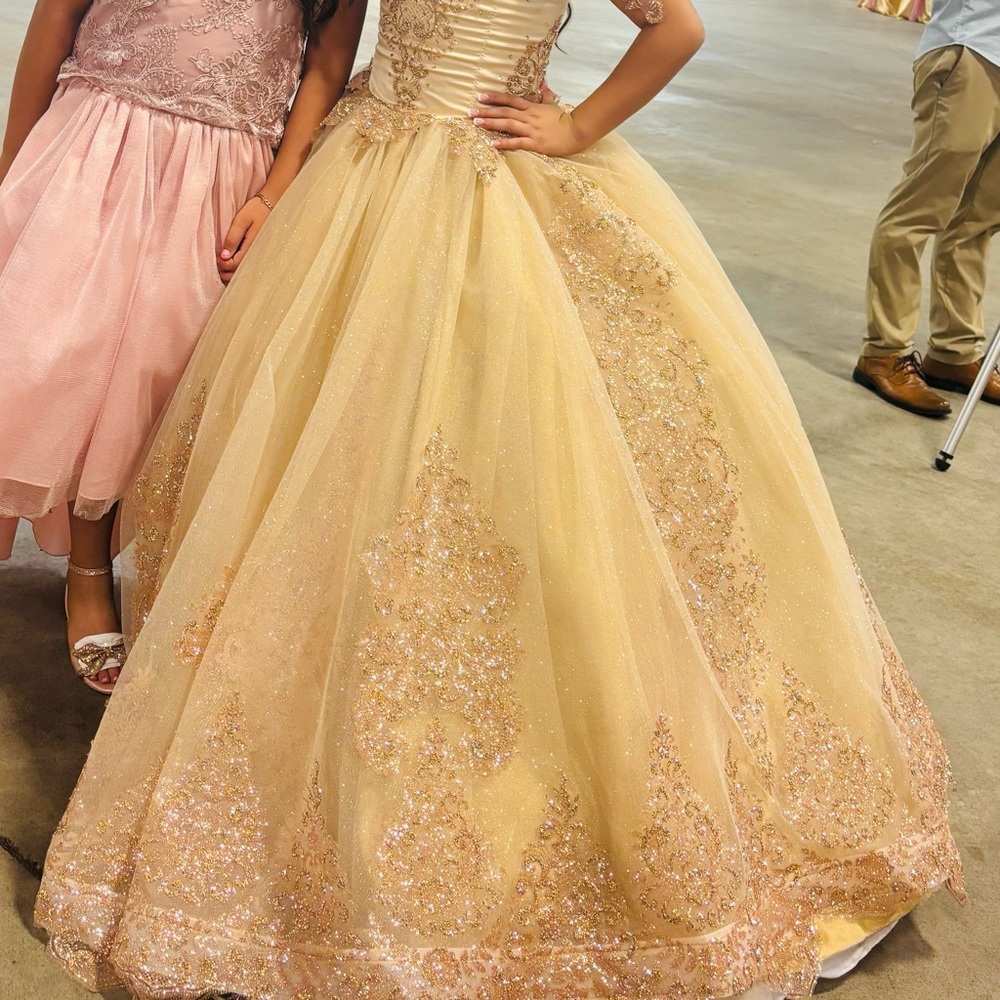 Elegant Gold Kids Dress